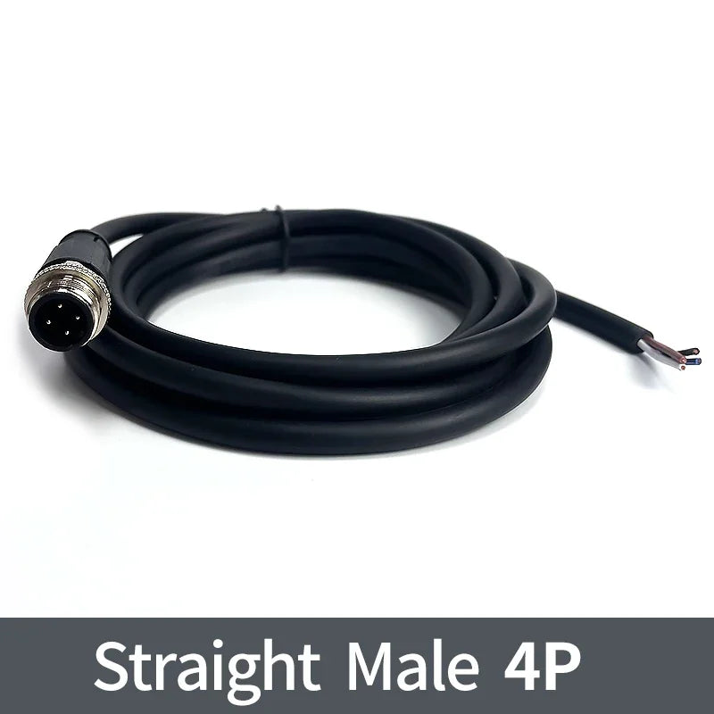 2m M12 Waterproof Sensor Cable Male & Female Connector 4/5/8/12 Pin Integrated Injection Molded