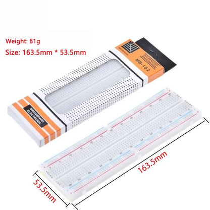 830-Hole Red and Blue Line Breadboard for Electronics Prototyping 165×55×10mm