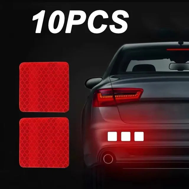 Car Bumper Reflective Safety Strip Stickers – Warning Reflector Tape Decals for Auto Exterior (10pcs/Set)