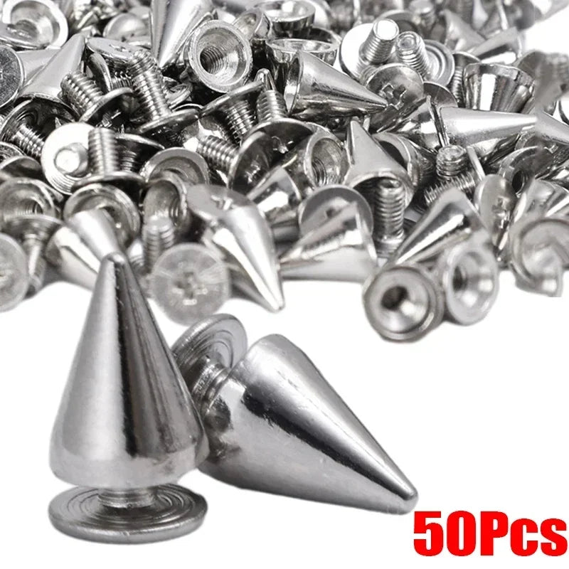 Round Cone Metal Spikes Screwback Studs Rivets — DIY Punk Decoration for Clothes, Shoes &amp; Leather