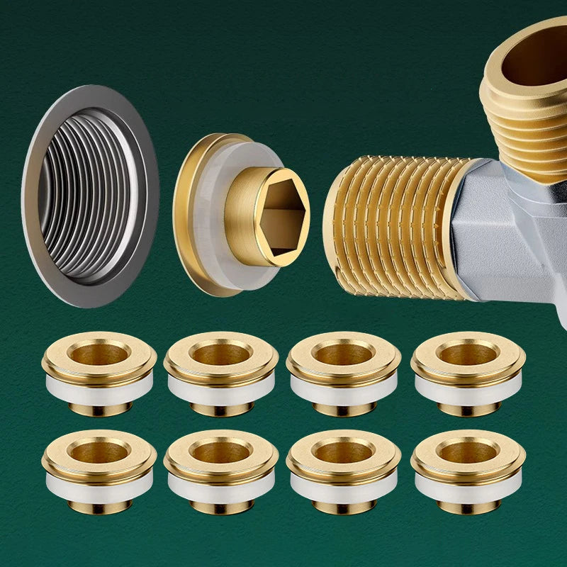 Material-free Sealing Gasket Angle Valve Faucet 4-point Quick Installation Brass Core Replaces Raw Leak-proof Silicone Gasket