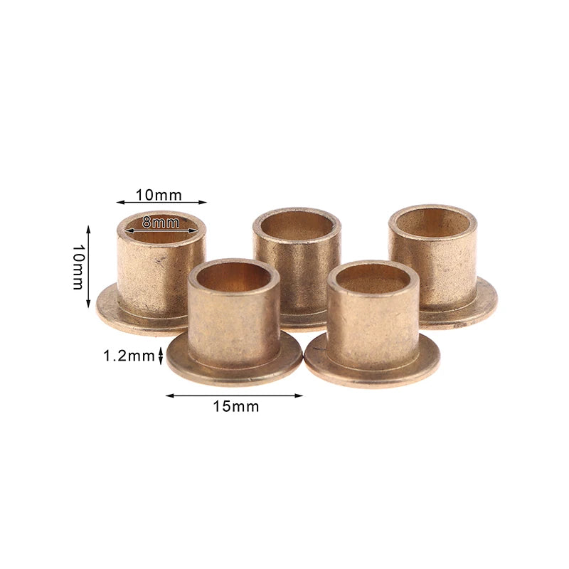 8mm Powder Metallurgy Oil Bearing Copper Sleeve Flange Bushing 5pcs
