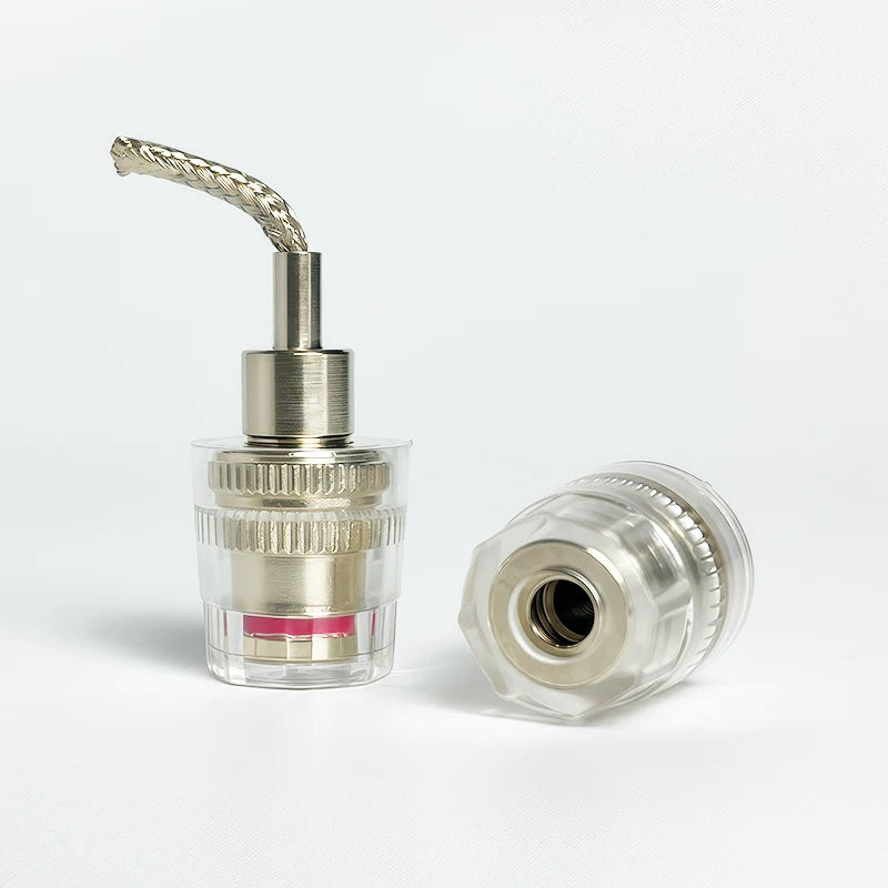 Clear Speaker Binding Posts with Banana Plug Sockets Gold-Plated Copper Terminals for Amplifier HiFi Audio Speakers