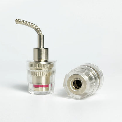 Clear Speaker Binding Posts with Banana Plug Sockets Gold-Plated Copper Terminals for Amplifier HiFi Audio Speakers