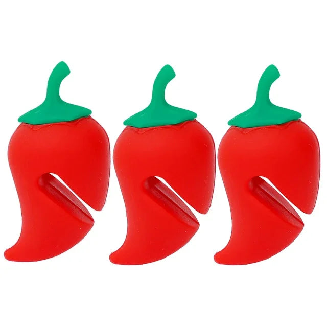 3/1pcs Silicone Fake Chili for Pot Lid Clips Anti-Overflow Stopper Kitchen Boiled Heat-resistant Pot CoverLifter Anti-spill Rack