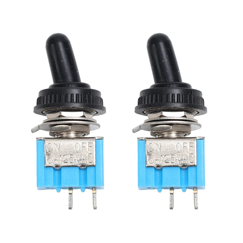 2/1pcs 2 Pin Mini Toggle Switch SPST 2 Position ON OFF Flat Handle Latching Switch for Car Truck with Solder Terminals