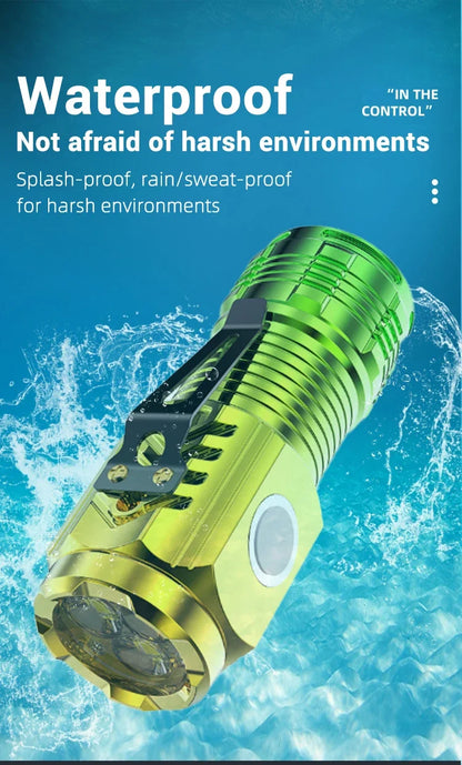 Rechargeable LED Pen Flashlight Mini Clip Waterproof Torch