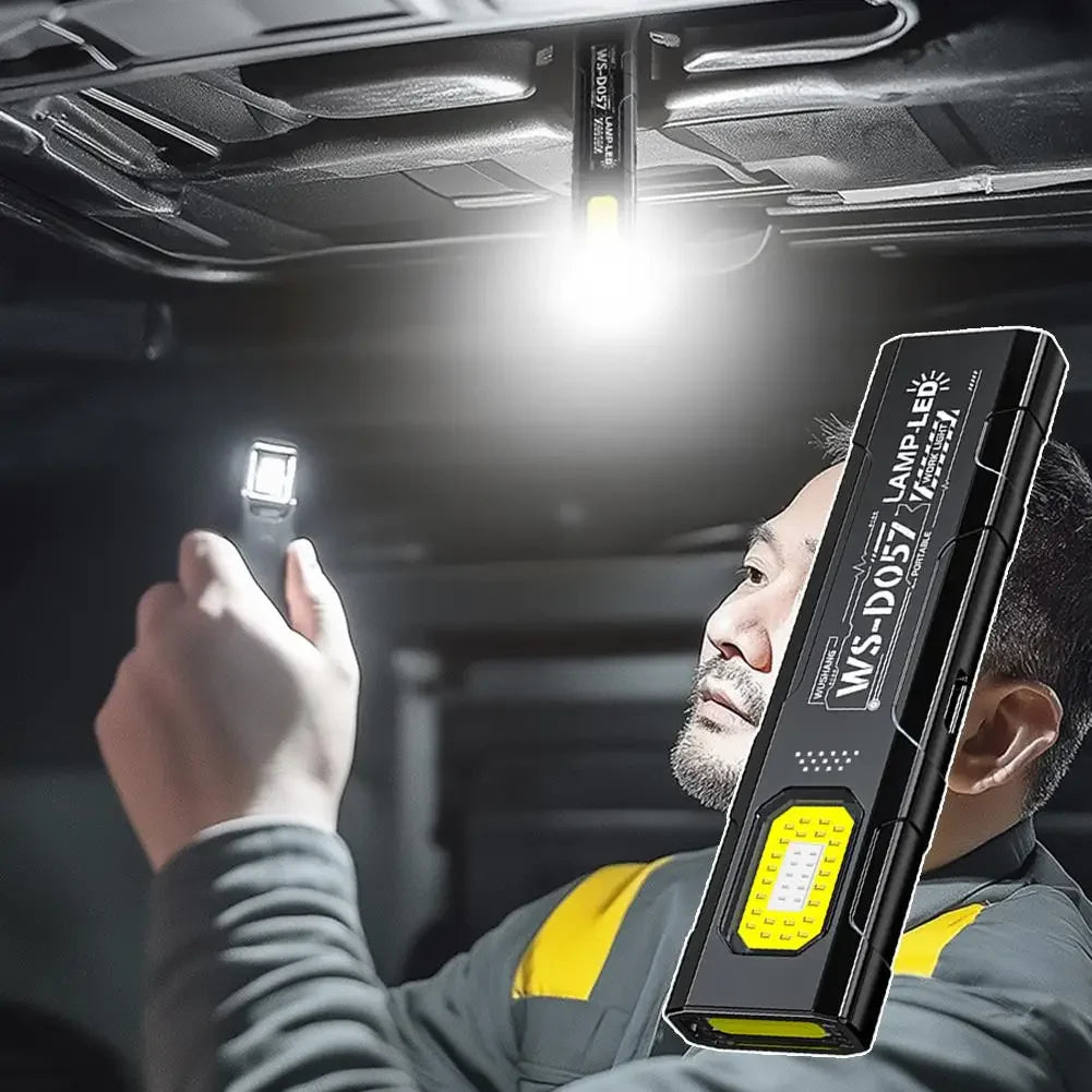 Portable EDC COB LED Flashlight with Magnetic Rechargeable Work Light