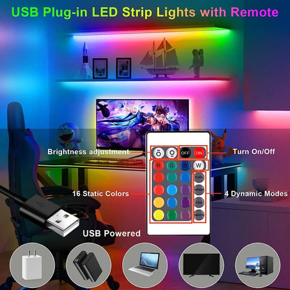USB LED Strip Light 5M RGB Color Changing 2835 Flexible Backlight