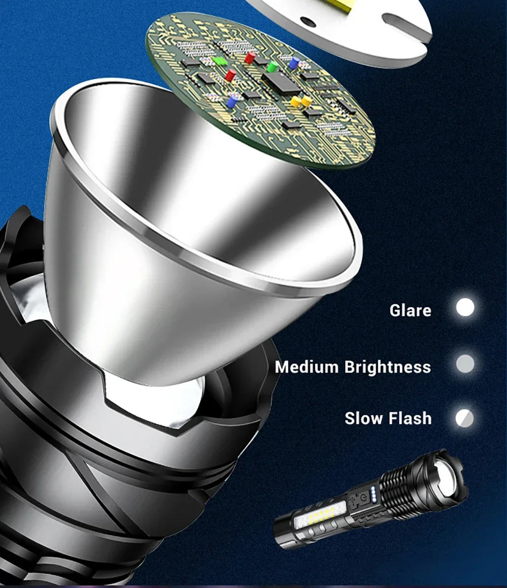 1/2Pack Super Bright Flashlight USB Rechargeable LED Long Range Tactical Torch Lamp Outdoor Waterproof Camping Fishing Lantern