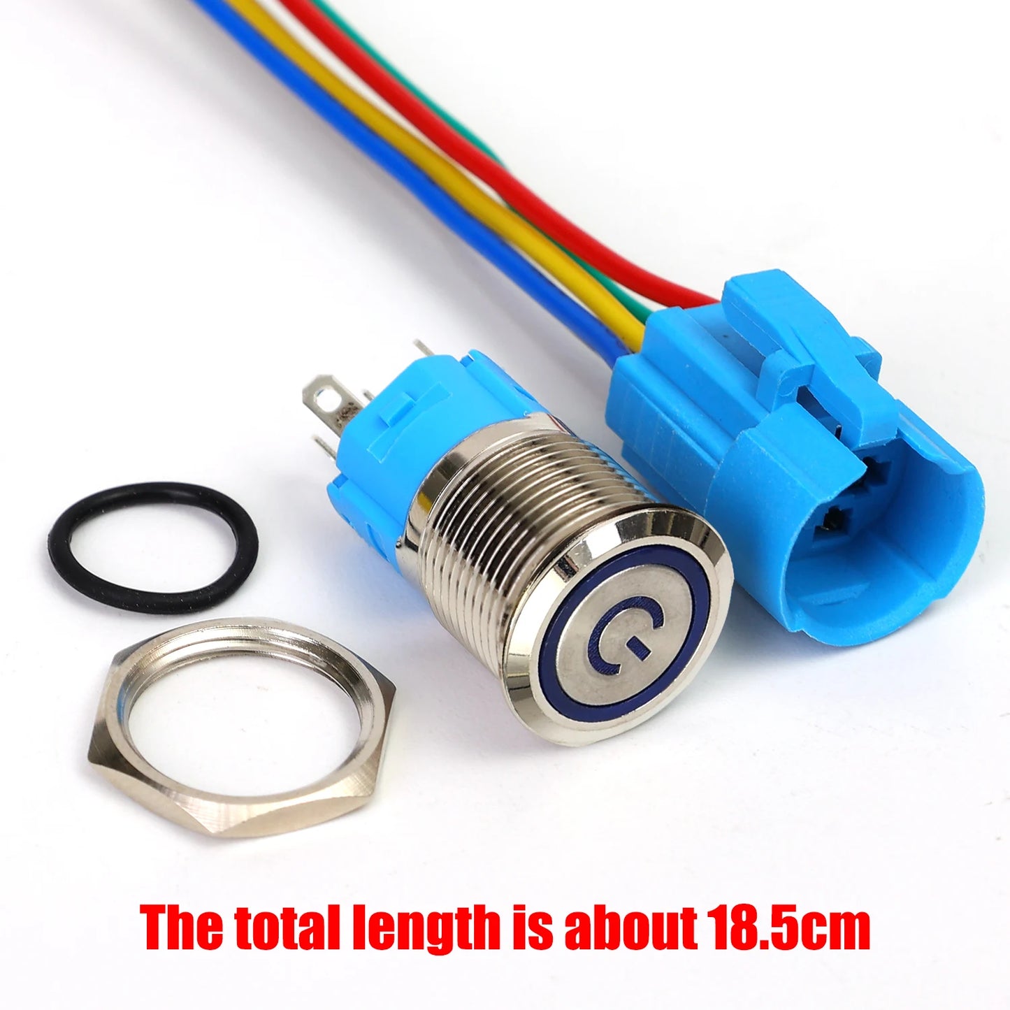 16mm LED Illuminated Latching Push Button Switch – Waterproof Metal 12V 24V