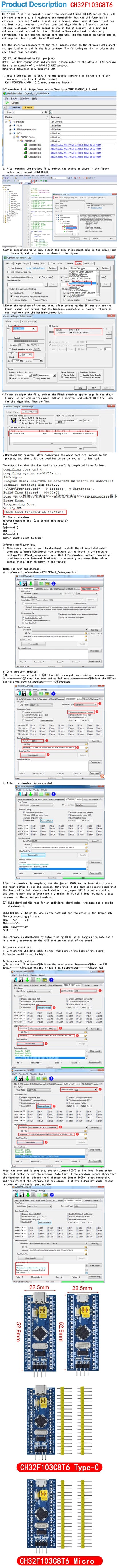 STM32F103C8T6 CH32F103C8T6 ARM Cortex-M3 Development Board with ST-LINK V2 Programmer