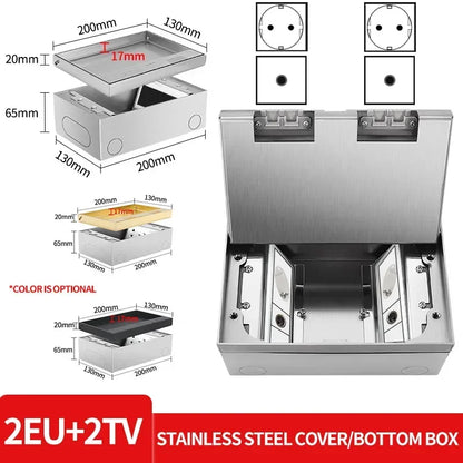 Hidden Inlaid Floor Socket Ultra-thin Design Built-in Multiple Power EU FR UN US AC Power Outlets and USB Charging Port