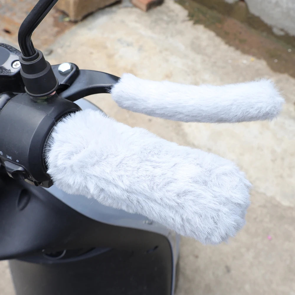 Winter Plush Handlebar Grip Covers Thick Warm Motorcycle