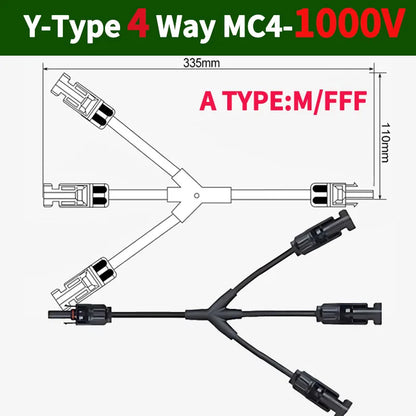 DC PV Y Branch Photovoltaic Solar Connector 1000V 30A Male Female 3-Way 4-Way 5-Way Plug 1 to 2/3/4 Adapter