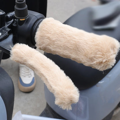 Winter Plush Handlebar Grip Covers Thick Warm Motorcycle