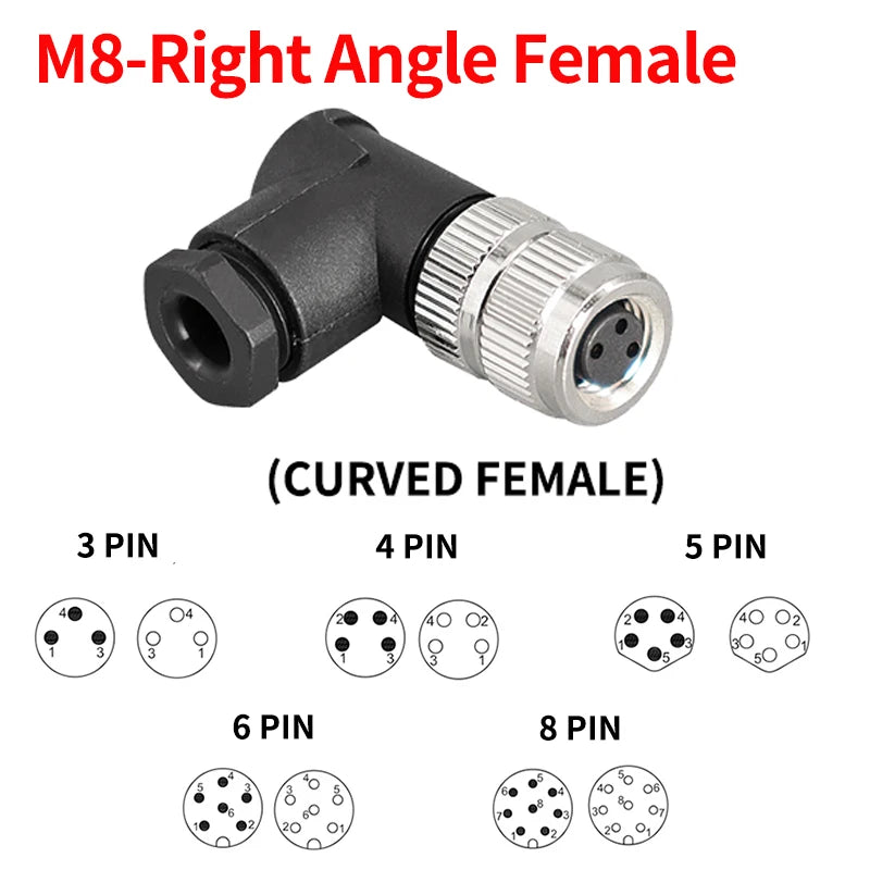 M8 Waterproof Aviation Connector Set 3–8 Pin Male Female Plug Socket for Proximity Sensor Straight Right Angle Flange Mount