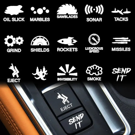 Car Window Buttons Sticker Car Instrument Panel Console Switch Sticker Novelty Car Interior Fake Button Decoration Accessories