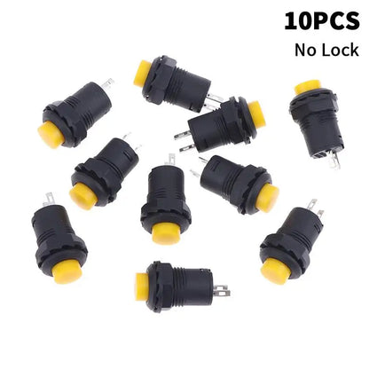 10pcs DS-428/427 12mm Push Button Switch – Self-Lock & Momentary Pushbutton Switch OFF-ON 1.5A/250VAC
