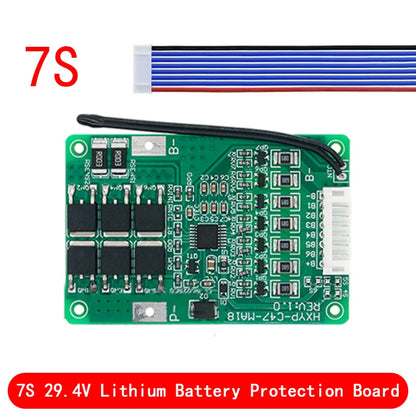 4S-7S 18650 Li-ion Lithium Battery BMS Protection Board with Balance 16.8V-21V 20A