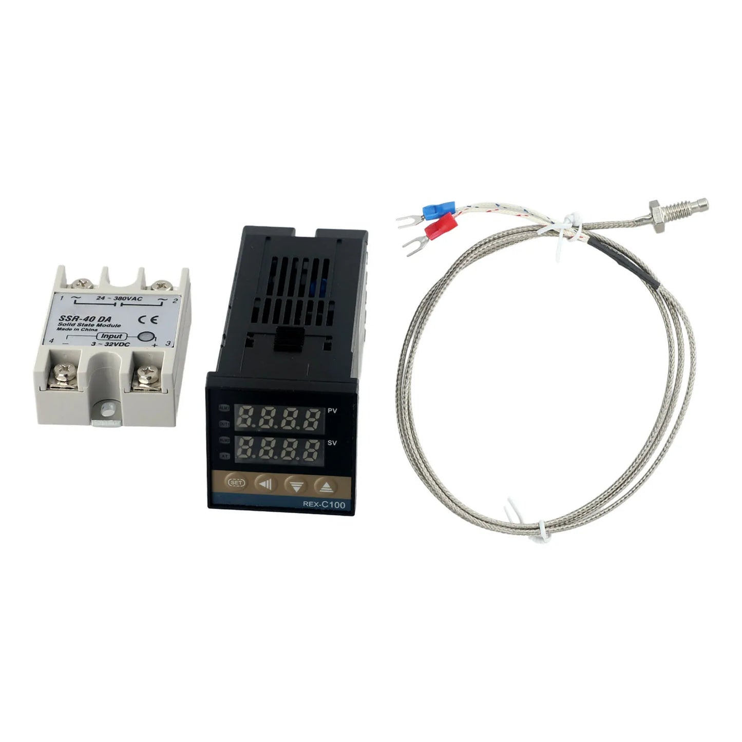 Comprehensive PID Controller Kit REX C100 For SSR 40DA and K Thermocouple for Effective Temperature Management