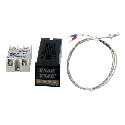 Comprehensive PID Controller Kit REX C100 For SSR 40DA and K Thermocouple for Effective Temperature Management