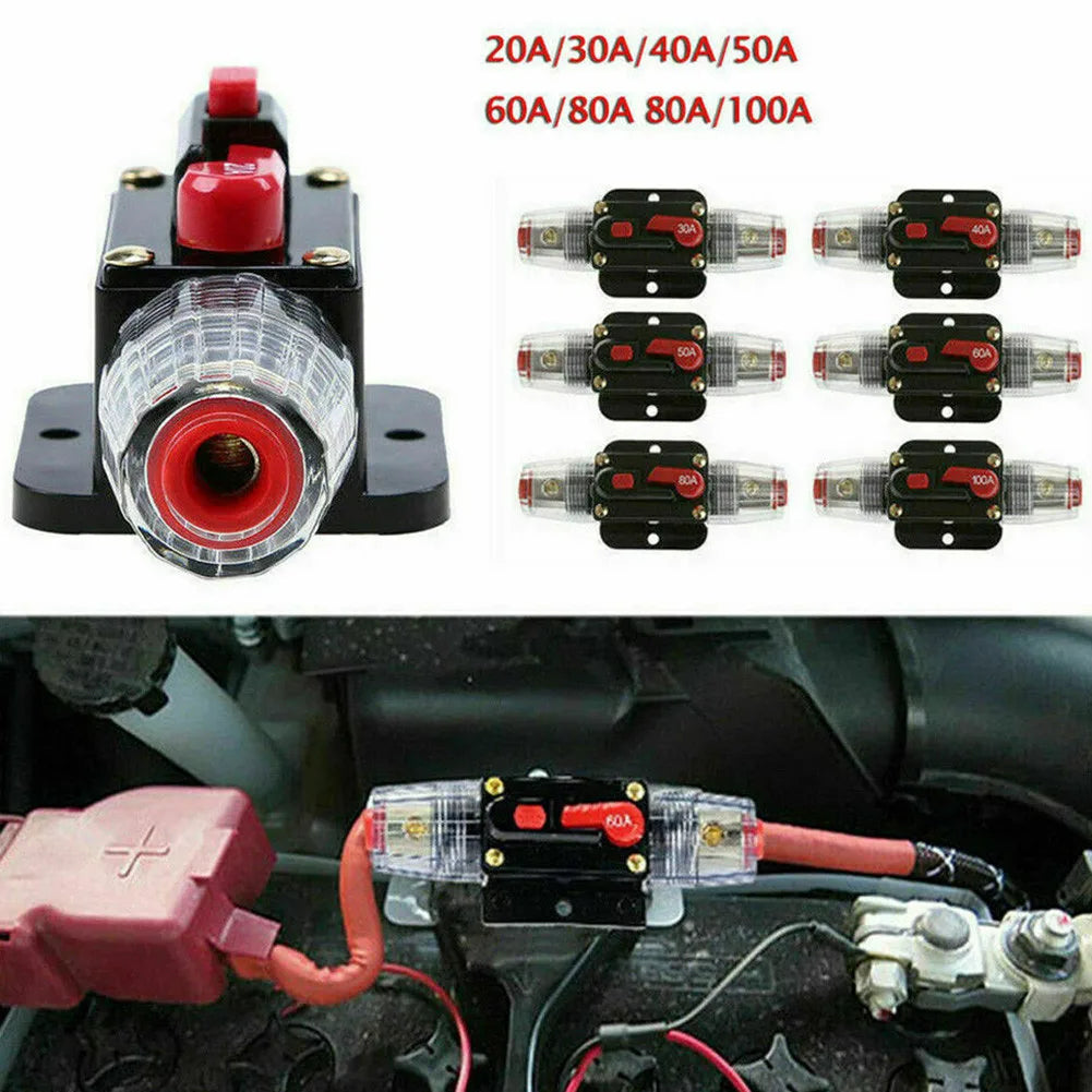 Efficient 12V 24V DC Car Audio Circuit Breaker Fuse Holder Includes Waterproof Features and Manual Reset for Optimal Protection