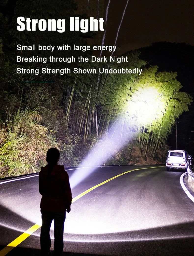 High Power LED Flashlight Type-C Rechargeable Pen Clip Torch