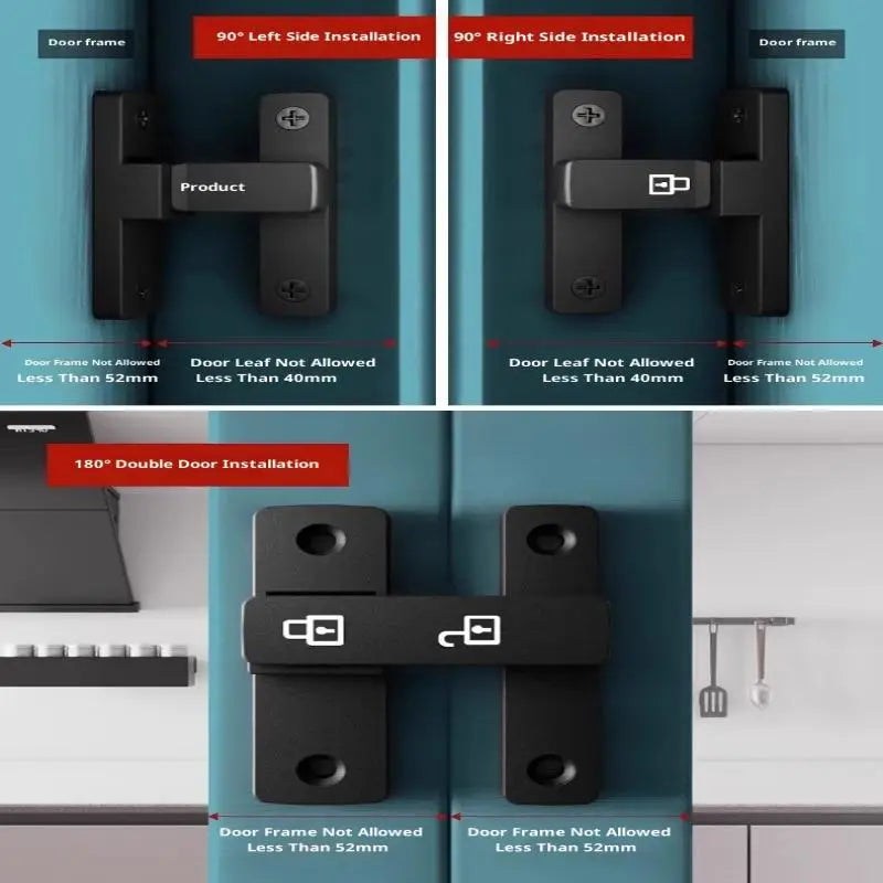 Latch Deadbolt Indoor Non-Punch Surface Mounted Door Lock Bathroom Sliding Door Buckle Snap Bolt Old-Fashioned Room Privacy Lock