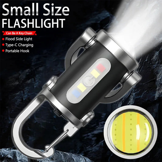 Mini COB LED Keychain Flashlight Multifunctional Rechargeable Work Light 6 Modes Lamp Outdoor Lantern for Emergency Inspection