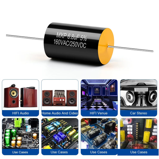 250V/160V MXP Audio Capacitor 0.22µF-22µF for HiFi Frequency Divider & Speaker Applications