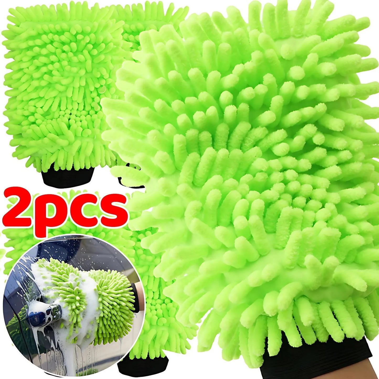 Microfiber Chenille Cleaning Gloves Double-Sided Car Washing Gloves