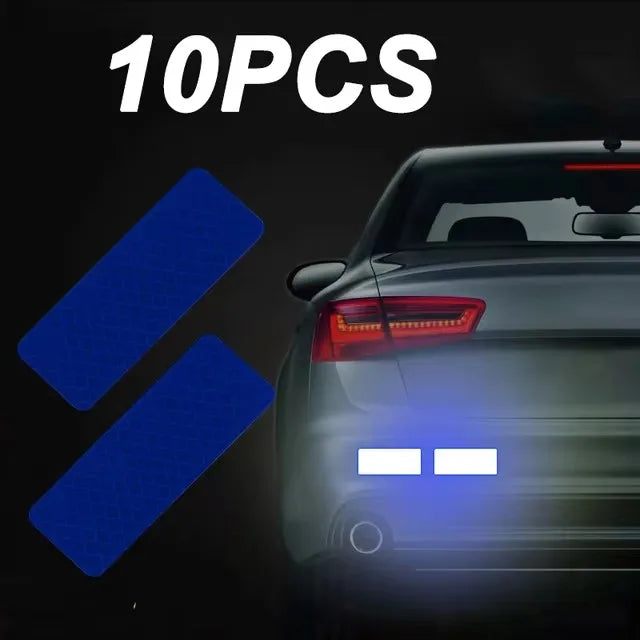 Car Bumper Reflective Safety Strip Stickers – Warning Reflector Tape Decals for Auto Exterior (10pcs/Set)