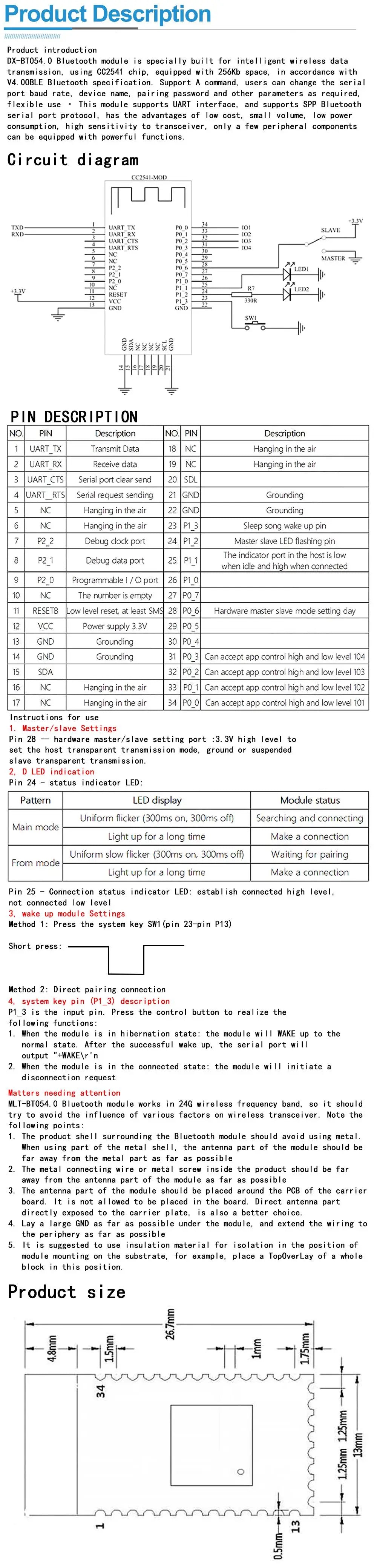 AT-09 HM-10 BLE 4.0 Bluetooth Module for Arduino Android iOS CC2540/CC2541
