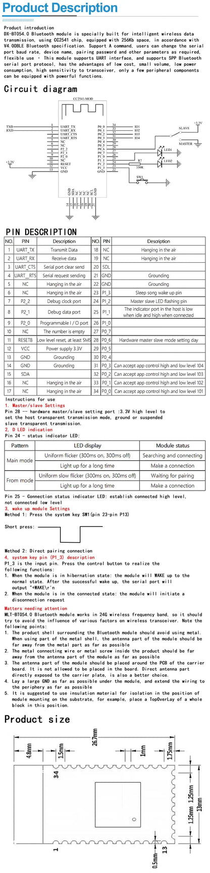 AT-09 HM-10 BLE 4.0 Bluetooth Module for Arduino Android iOS CC2540/CC2541