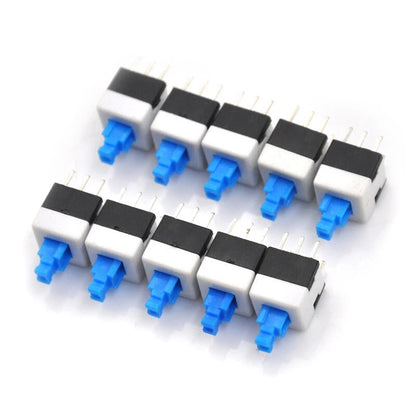 10Pcs/Lot 6 Pin DPDT Mini Push Button Flat Self-locking Switch G64 Multimeter Switch Micro Switch Kit Square 7x7x12mm