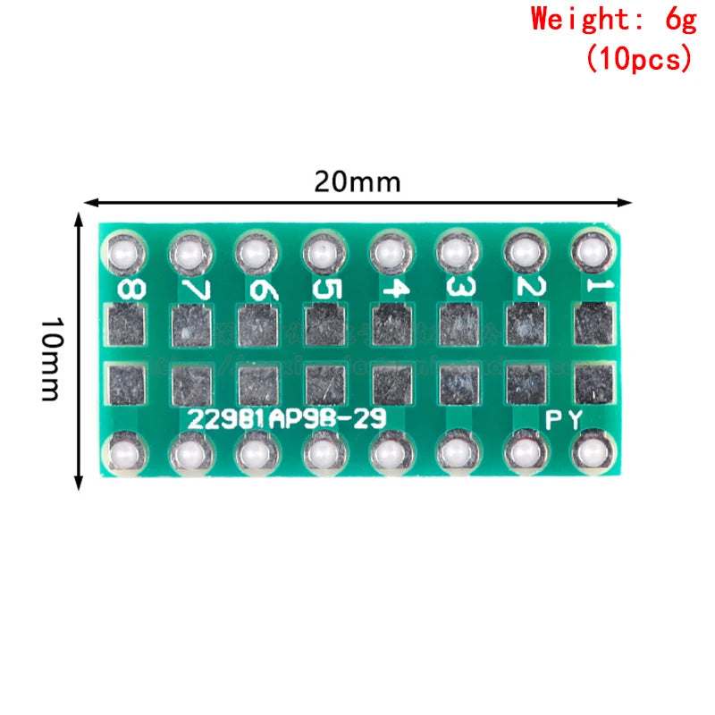 5pcs SMT to DIP Adapter Board Kit for 0805 0603 0402 Capacitors, Resistors, LEDs 2.54mm Pitch FR4 PCB