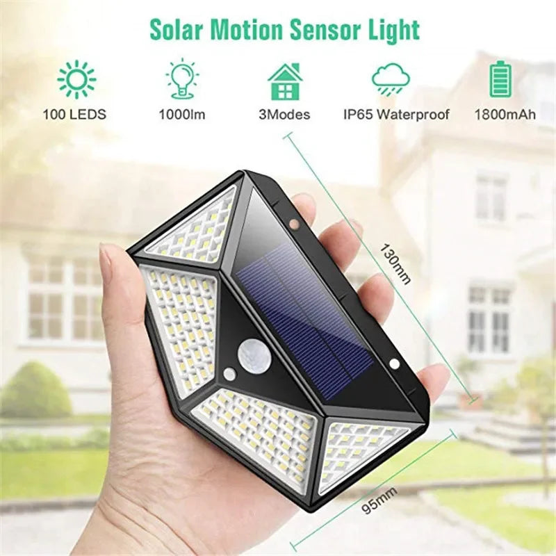 6 PCS 100 LED Solar Sensor Wall Light Outdoor Sunlight Security Street Lamp 270° Lighting Waterproof Torch Garden Night Lantern