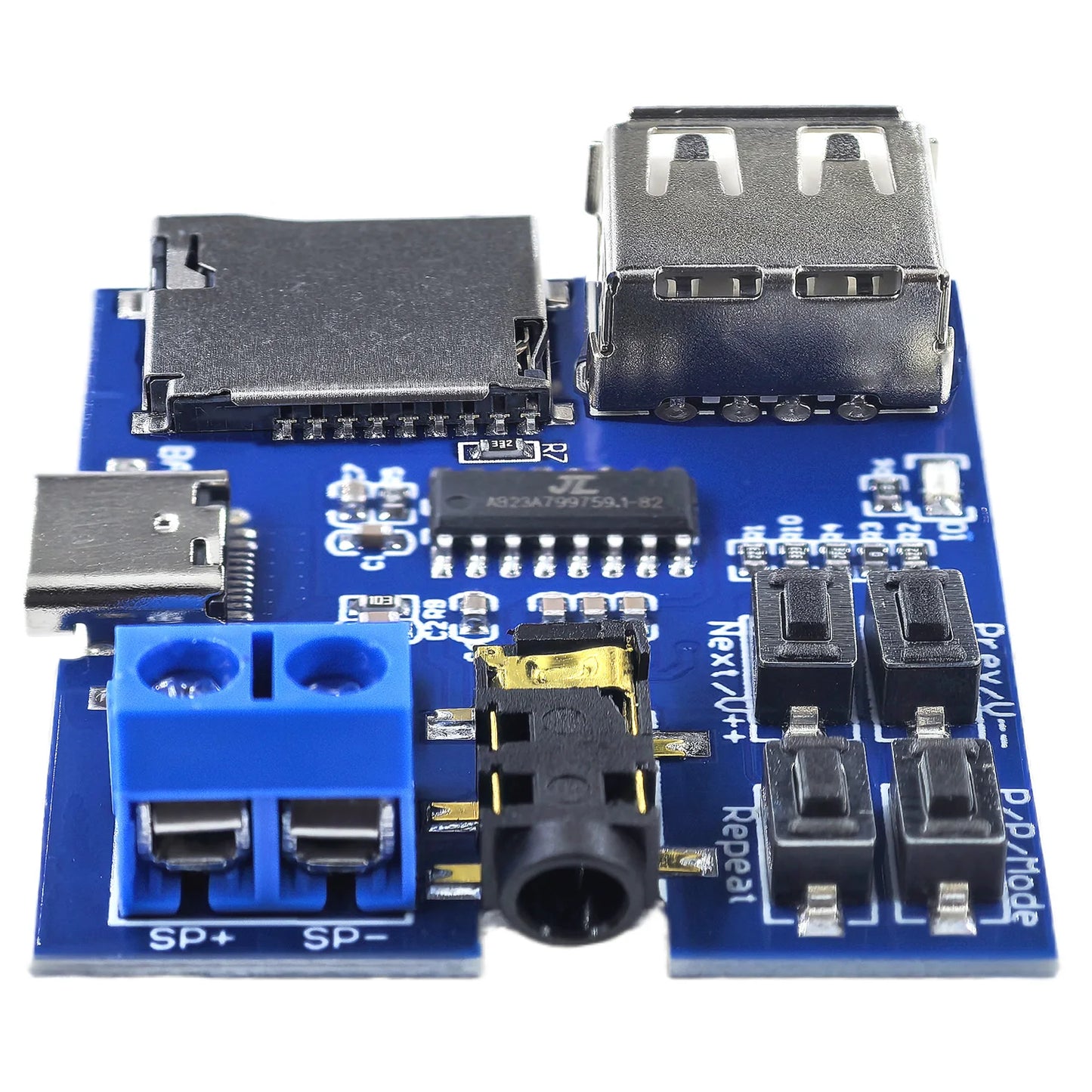 TF Card and USB MP3 Decoder Player Module with Amplifier, 3.7-5.5V Power, Micro USB/Type-C Input