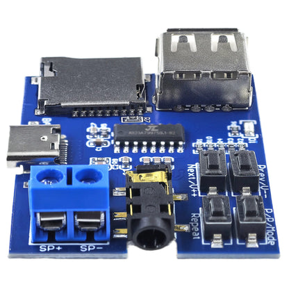 TF Card and USB MP3 Decoder Player Module with Amplifier, 3.7-5.5V Power, Micro USB/Type-C Input