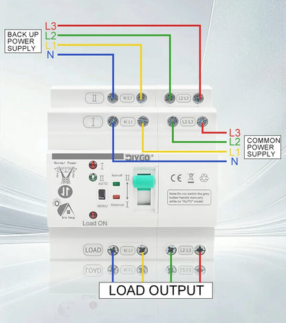 Small DIN Rail 80A 2P/4P ATS Automatic Transfer Switch, 110V/220V Dual Power PV/Solar Uninterrupted Electrical Selector Switch