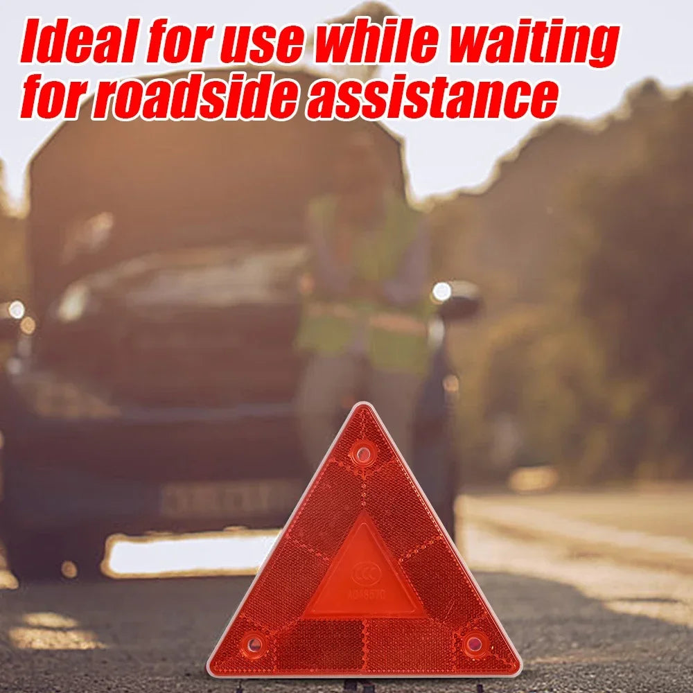 4/1pcs Triangle Warning Reflector Truck Stop Warning Sign Plate Rear Light Safety Reflective Sign Board Red Warning Reflector