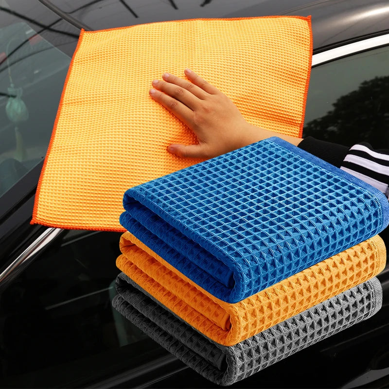 Car Wash Towel Glass Cleaning Water Drying Microfiber Window Clean Wipe Auto Detailing Waffle Weave for Kitchen Bath Home Office