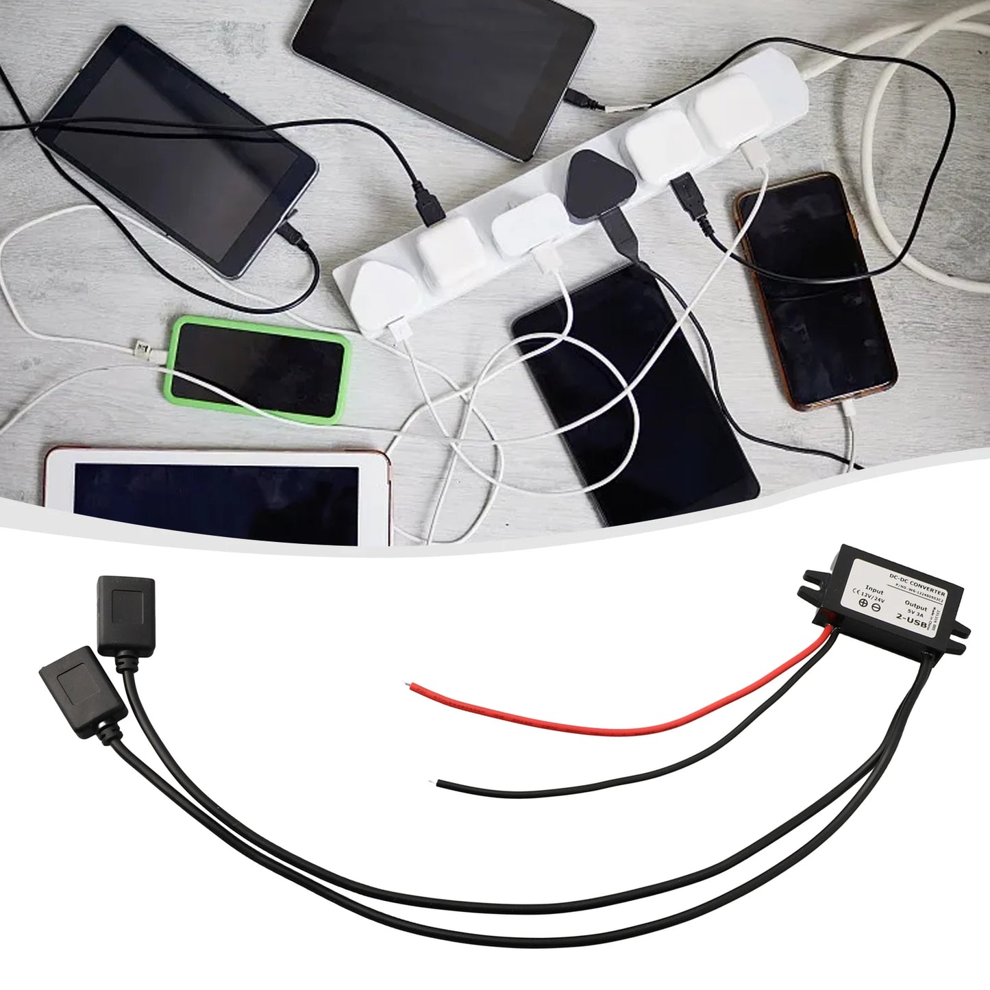 Converter 2 USB 3A 5V DC 3A Converter WG-1224S0503C2 63*27*14mm Car Charger Adapter Power Converter USB Converter