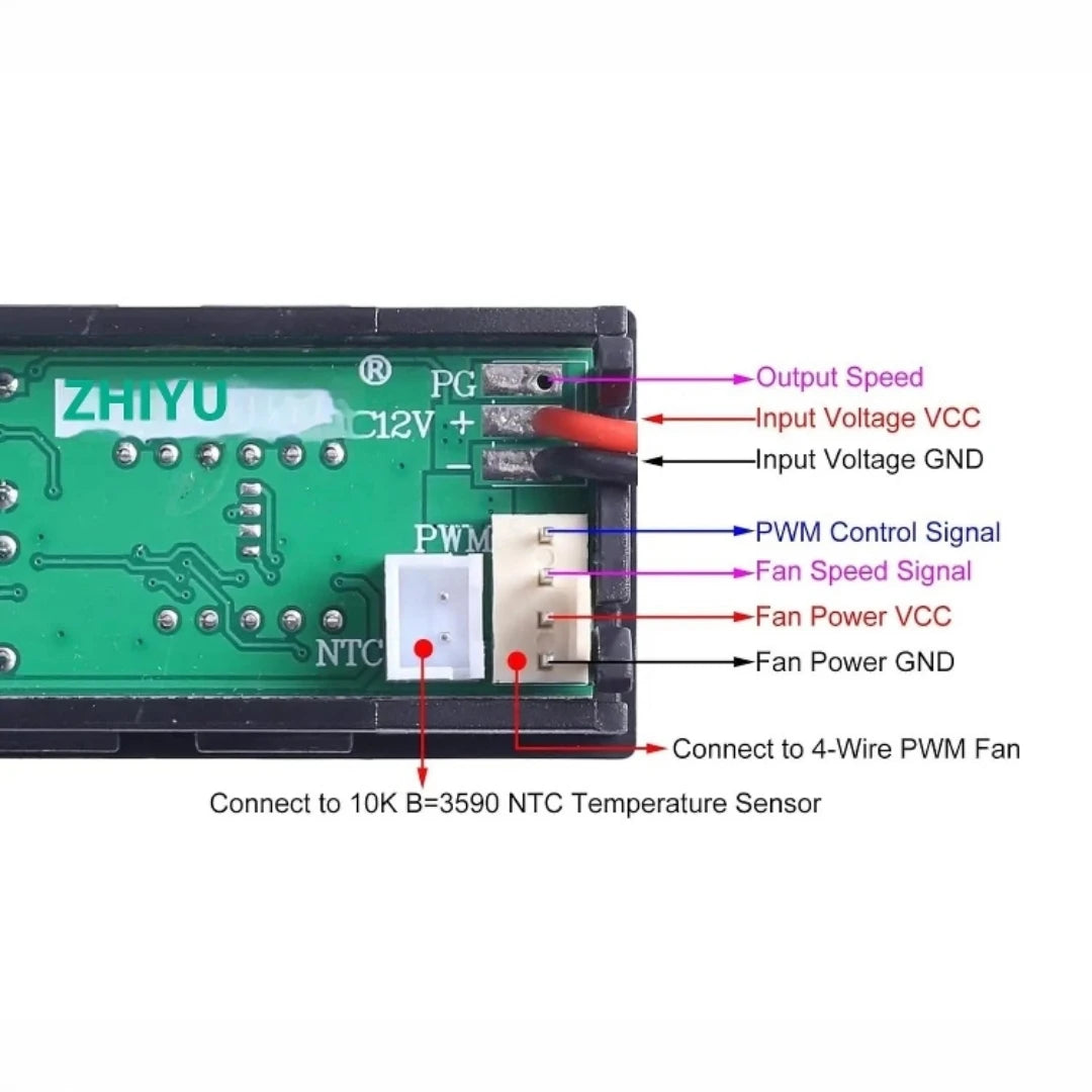12V PWM Fan Speed Controller Digital Display Temperature Control