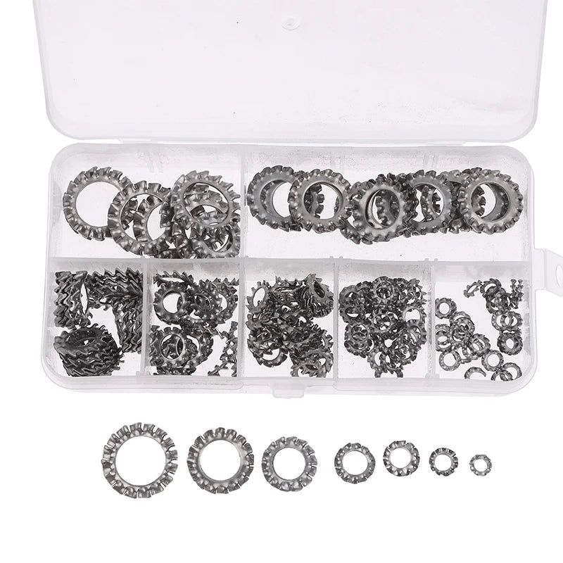 160pcs Star Lock Washers Assortment M3–M12 Stainless Steel