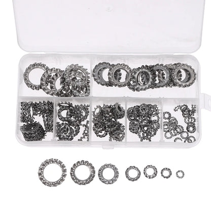 160pcs Star Lock Washers Assortment M3–M12 Stainless Steel