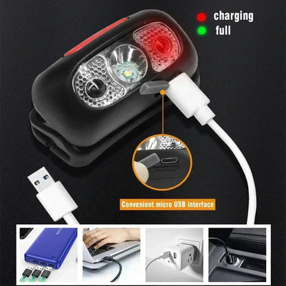 USB Rechargeable Mini Strong Light LED Sensor Headlamp Outdoor Waterproof Work Head Torch Camping Fishing Search Headlight