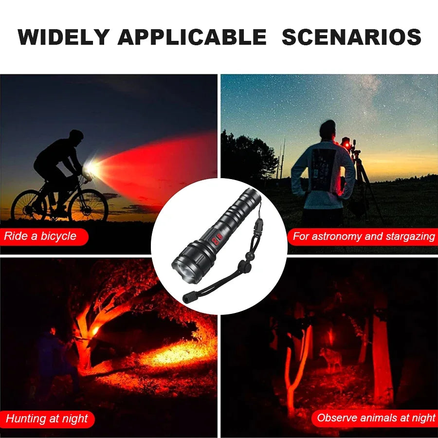 Powerful 9000LM Led Flashlight USB Rechargeable Zoom Tactical Torch Ultra Bright Outdoor Camping Fishing Hunting Emergency Lamp