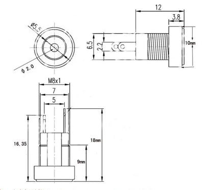 DC-022B Copper DC Power Socket Adapter Jack Connector 5.5×2.1mm